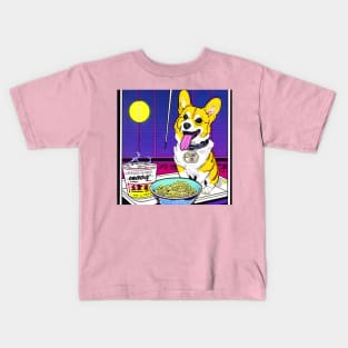 Corgi Eating Ramen Noodle Soup Kids T-Shirt